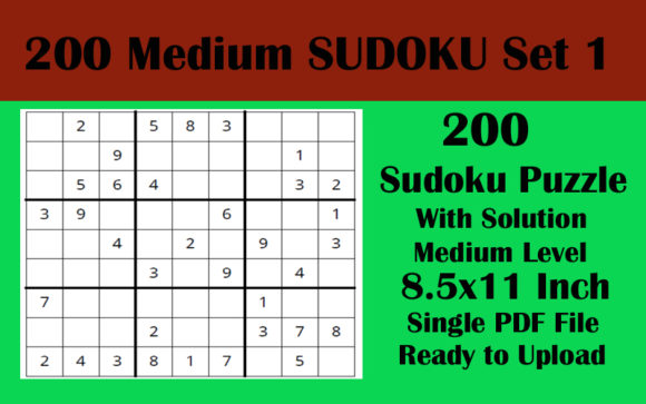 1 File 200 Sudoku Medium 8.5x11 KDP V 1: Streamlining Low-Content Publishing