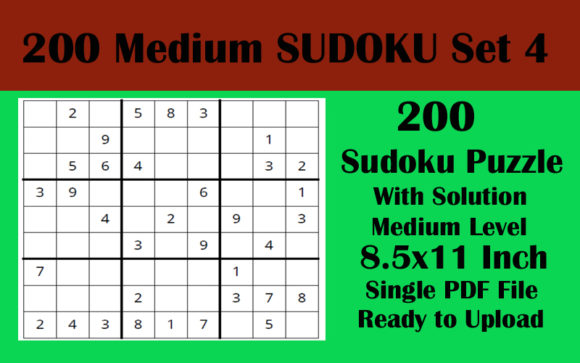200 Medium Sudoku Puzzles: KDP Ready 8.5x11 PDF