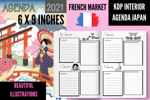 Agenda Japon: French Illustrated Interior for KDP