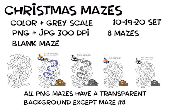 Hand Drawn Christmas Weave Mazes 10-20