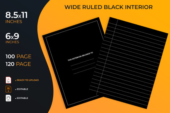 Wide Ruled Black Journal Interior - KDP: A Practical Foundation for Low-Content Publishing